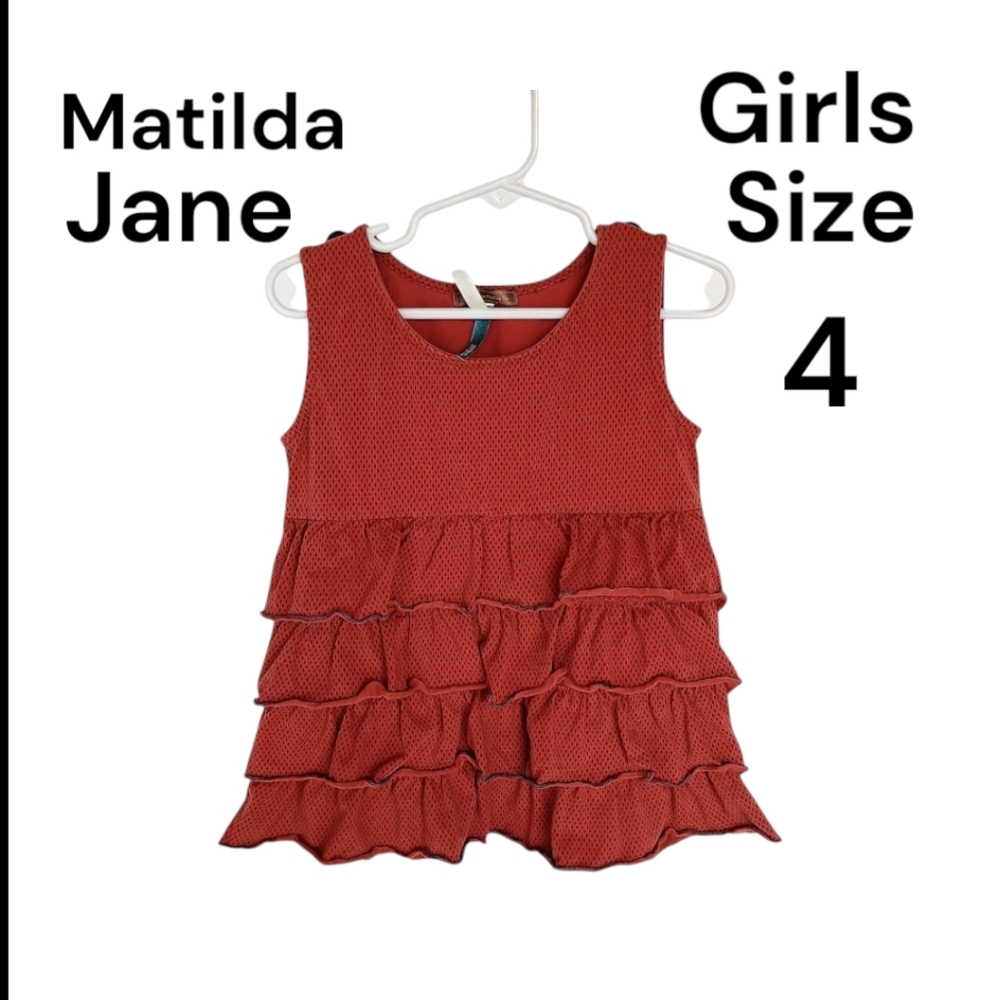 Matilda Jane Girls Size 4 Or 4t Rust Colored  Ruffled Tank Top
